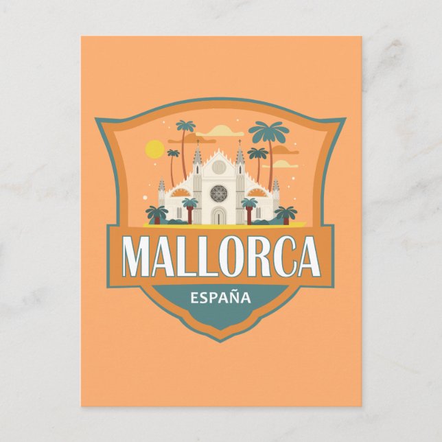 Mallorca Spain Travel Retro Badge Postcard (Front)