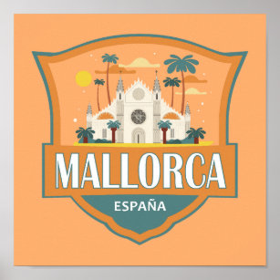 Mallorca Spain Travel Retro Badge Poster
