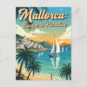 Mallorca Spain Travel vintage retro Postcard