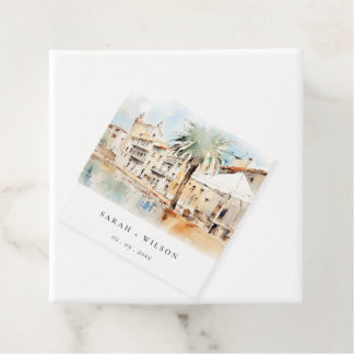 Mallorca Spain Watercolor Landscape Wedding Favor Tags