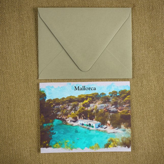 Mallorca Spain Watercolor Panoramic View Scenery Postcard (Mallorca Spain Watercolor Panoramic View Scenery Postcard)