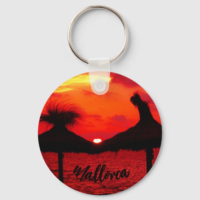Mallorca Sunset at the Sea Souvenir Keychain (Front)