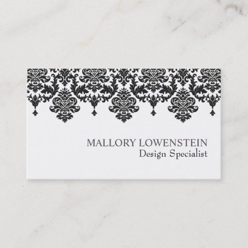 Mallory #1 Chic Black Damask Business Card