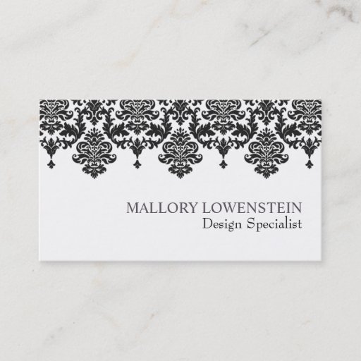 Customizable Mallory #1 Chic Black Damask Business Card