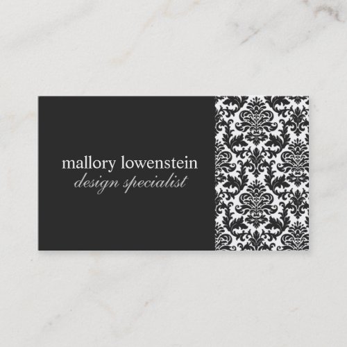 Mallory #2 Chic Black Damask Business Card
