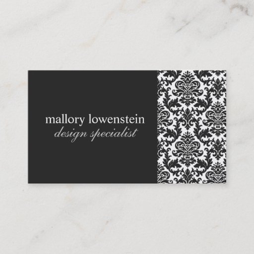 Customizable Mallory #2 Chic Black Damask Business Card