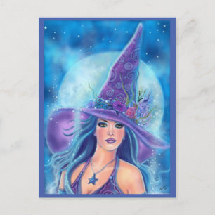 Mallory Halloween witch art by Renee Lavoie Postcard