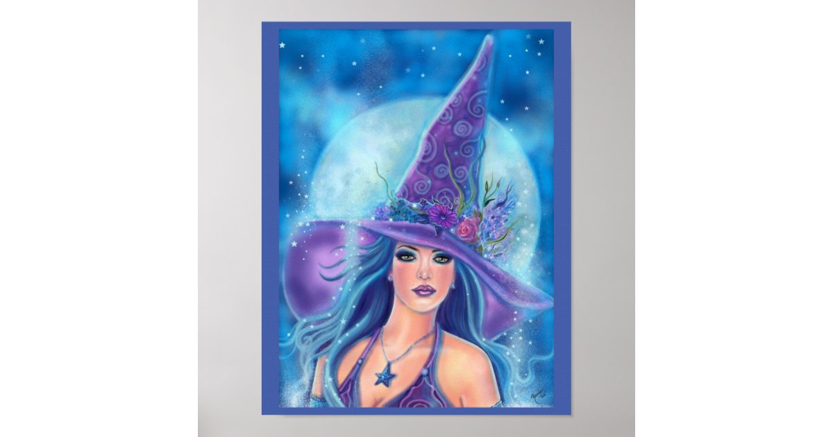 Mallory Halloween witch art by Renee Lavoie Poster | Zazzle