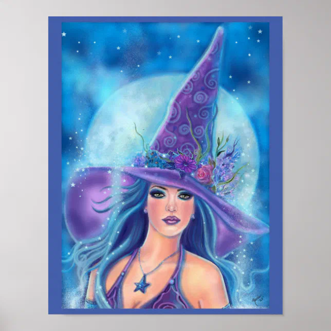 Mallory Halloween witch art by Renee Lavoie Poster | Zazzle