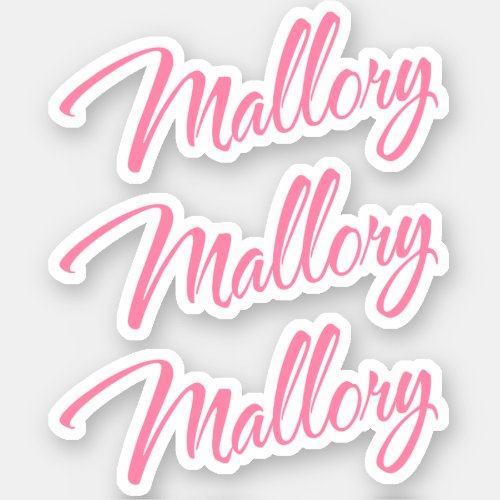 Mallory name pretty pink cursive x3 sticker