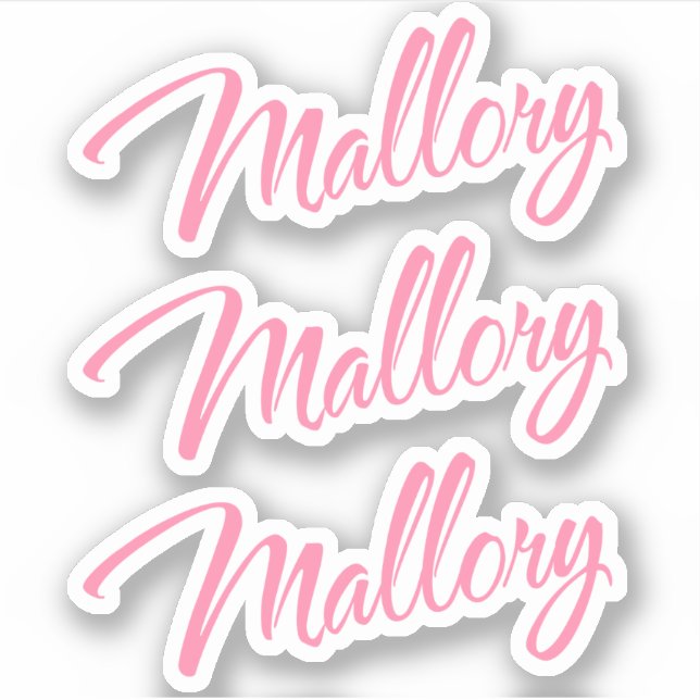 Mallory name pretty pink cursive x3 sticker (Front)
