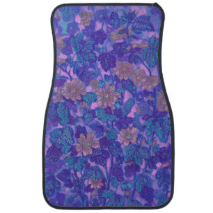 Mallow Bloom, Malva Flowers Floral Painting Purple Car Floor Mat