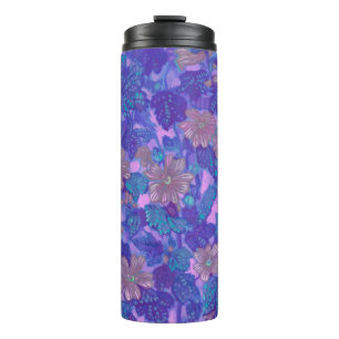 Mallow Bloom, Malva Flowers Floral Painting Purple Thermal Tumbler