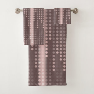 Mallow Gray Rose Gold polka dots matrix Bath Towel Set