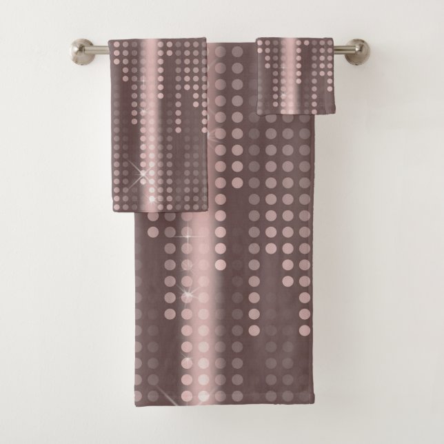 Mallow Gray Rose Gold polka dots matrix Bath Towel Set (Insitu)