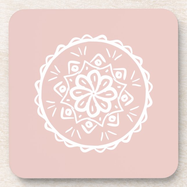 Mallow Mandala Beverage Coaster (Front)