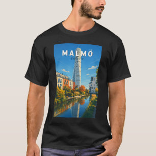 Malmo Sweden Illustration Travel Art Vintage T-Shirt