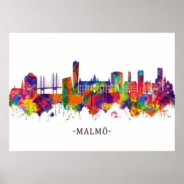 Malmo Sweden Skyline Poster (Front)