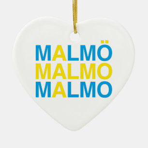Malmo Swedish Flag Ceramic Ornament