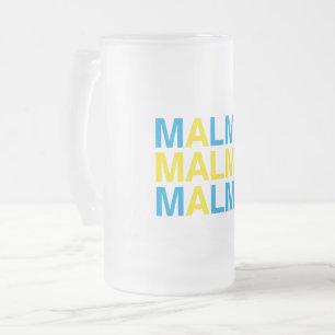 Malmo Swedish Flag Frosted Glass Beer Mug