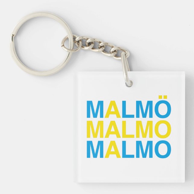 Malmo Swedish Flag Keychain (Front)