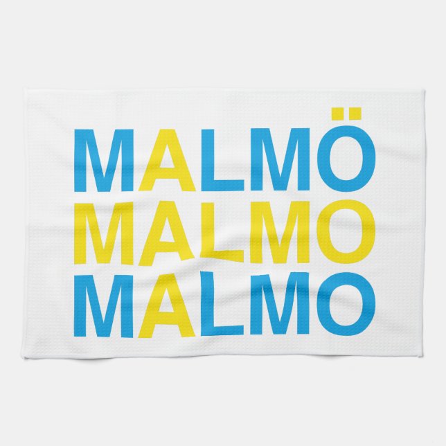 Malmo Swedish Flag Kitchen Towel (Horizontal)