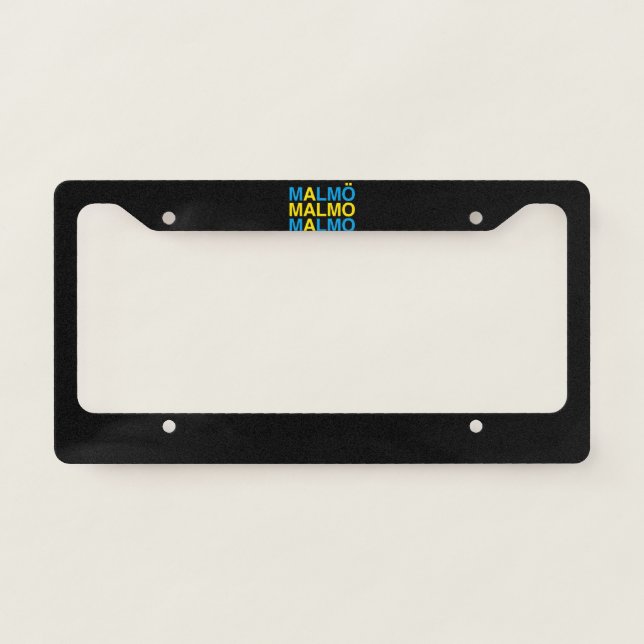 Malmo Swedish Flag License Plate Frame (Front)