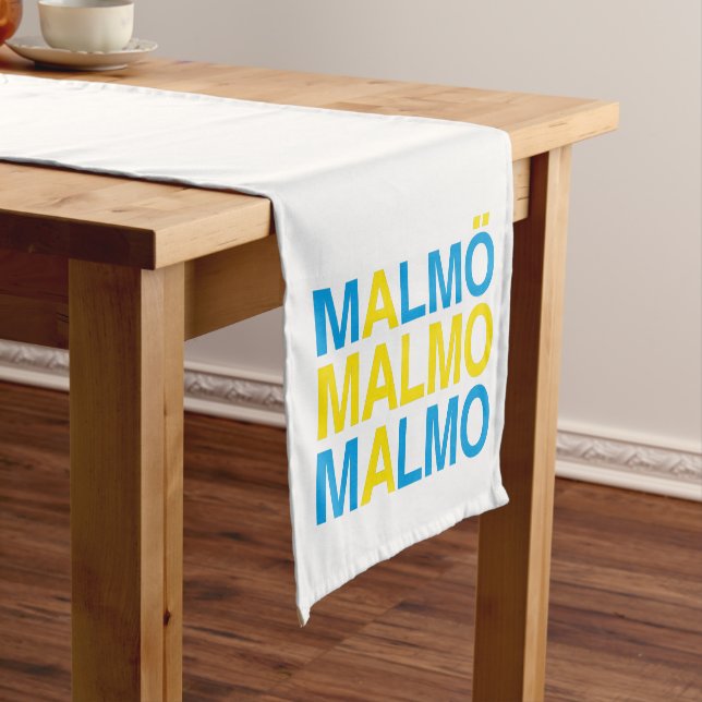 Malmo Swedish Flag Short Table Runner (In Situ)