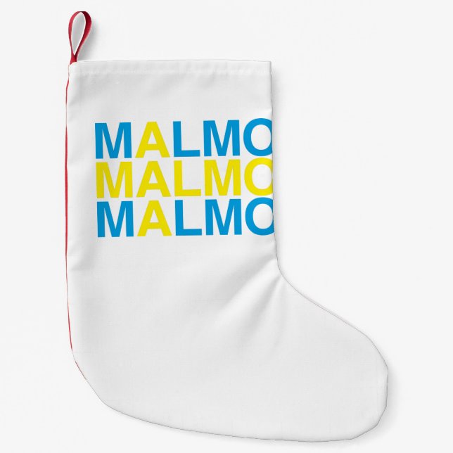 Malmo Swedish Flag Small Christmas Stocking (Front)