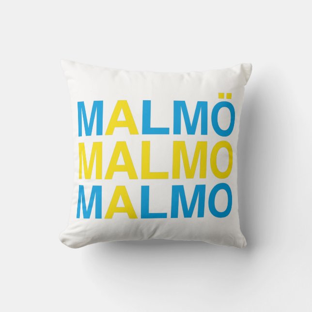 Malmo Swedish Flag Throw Pillow (Front)