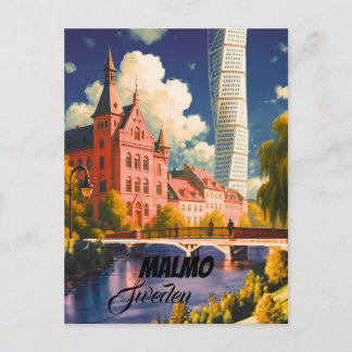 Malmo Travel Print - Malmo poster, Malmö, Sweden W Postcard