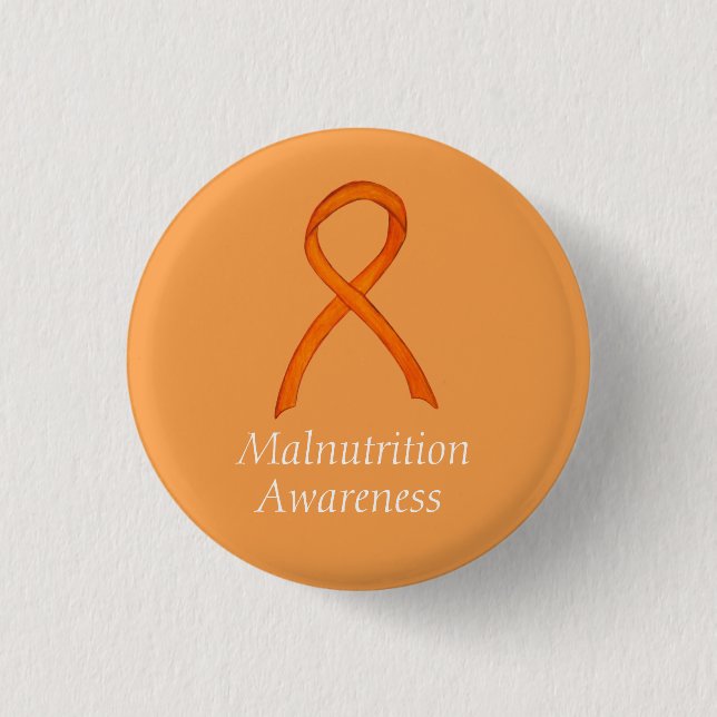 Malnutrition Orange Awareness Ribbon Custom Pin (Front)