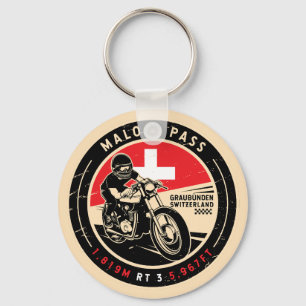 Maloja Pass Switzerland Motorcycle Keychain