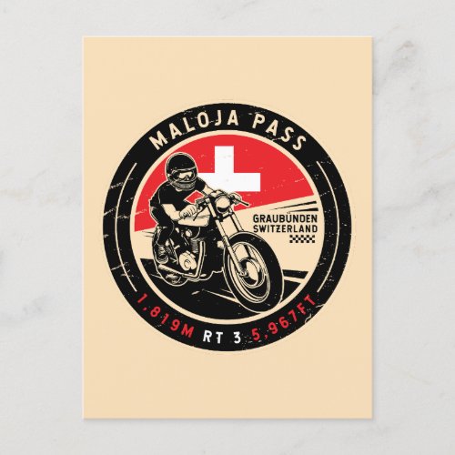 Maloja Pass  Switzerland  Motorcycle Postcard