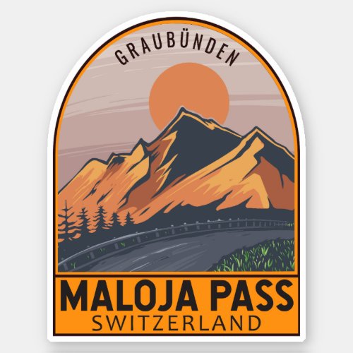 Maloja Pass Switzerland Retro Travel Emblem Sticker