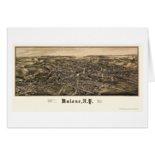 Malone, NY Panoramic Map - 1886 Cards (Front Horizontal)