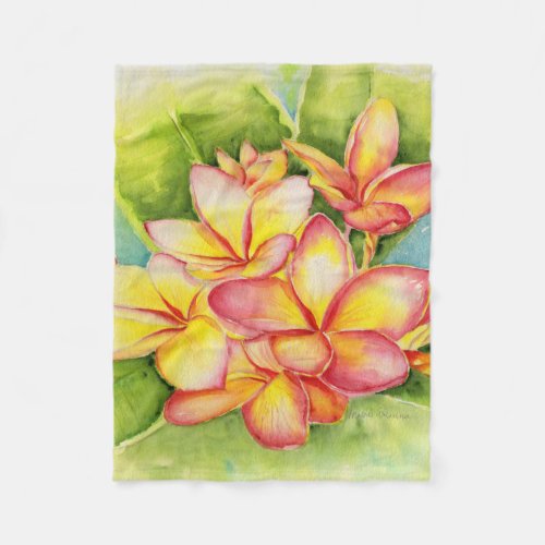 Malorie Arisumi Plumeria fleece blanket