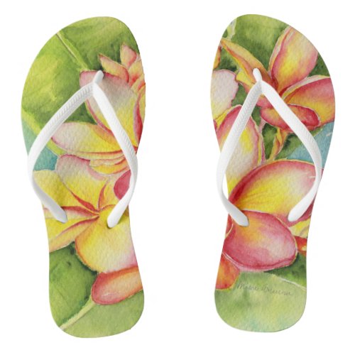 Malorie Arisumi plumeria watercolor slippers