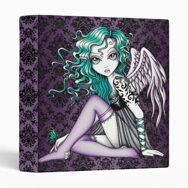 "Malory" Cute Tattoo Violet Angel Binder Notebook (Front/Spine)