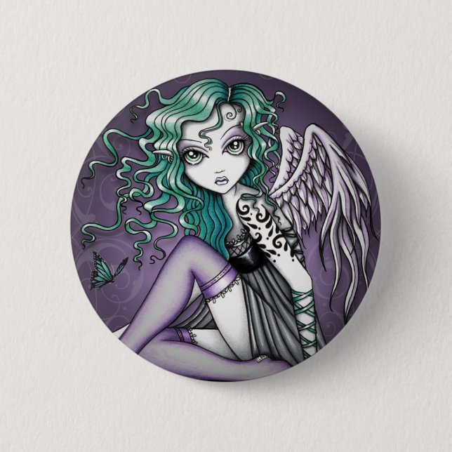 Malory Cute Tattooed Angel Pinback Button (Front)