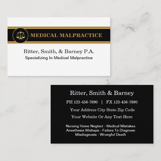 Customizable Malpractice Attorney Business Cards
