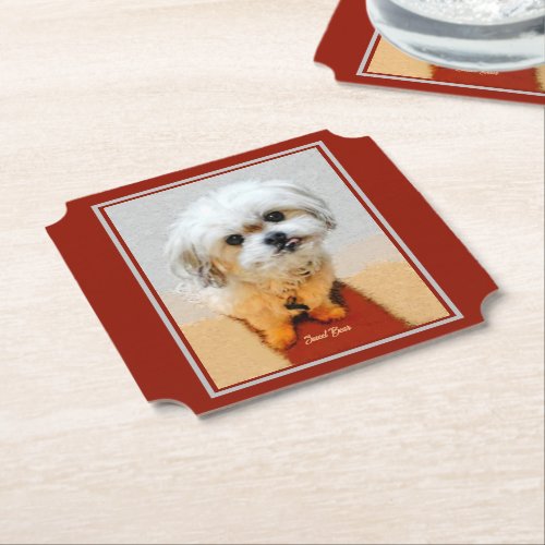 Malshi Dog Maroon Paper Coasters