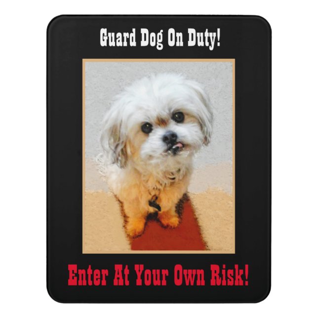 Malshi Funny Guard Dog Vertical Door Sign (Contemporary Vert)