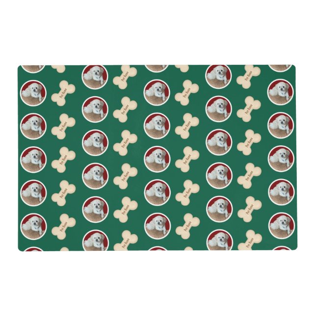 Malshi With Bone Green Pet Mat (Front)