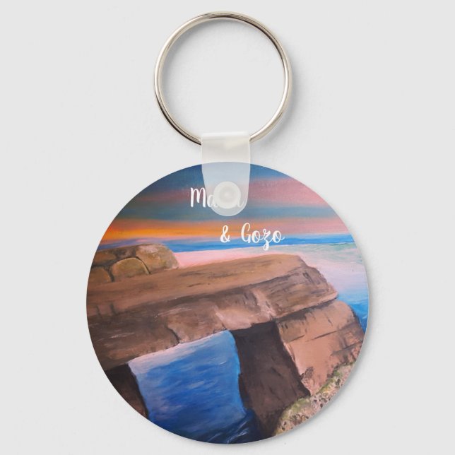 Malta and Gozo souvenir Button Keychain (Front)