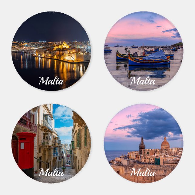 Malta and Valletta landscapes Coaster Set (Set)
