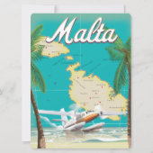 Malta beach & map travel poster (Back)