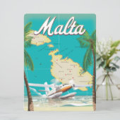 Malta beach & map travel poster (Standing Front)