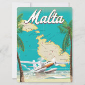 Malta beach & map travel poster (Front)