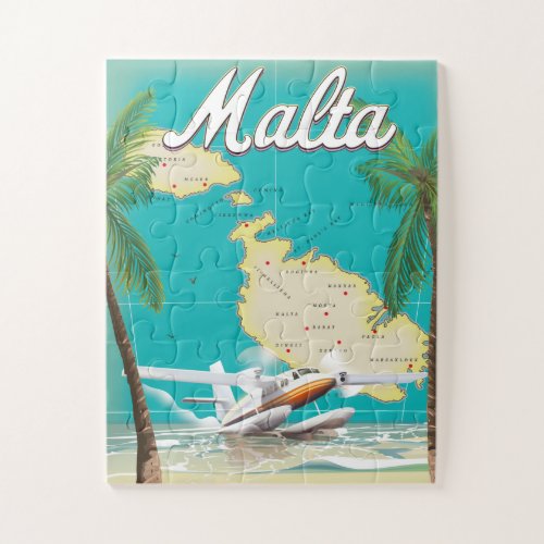Malta beach  map travel poster jigsaw puzzle
